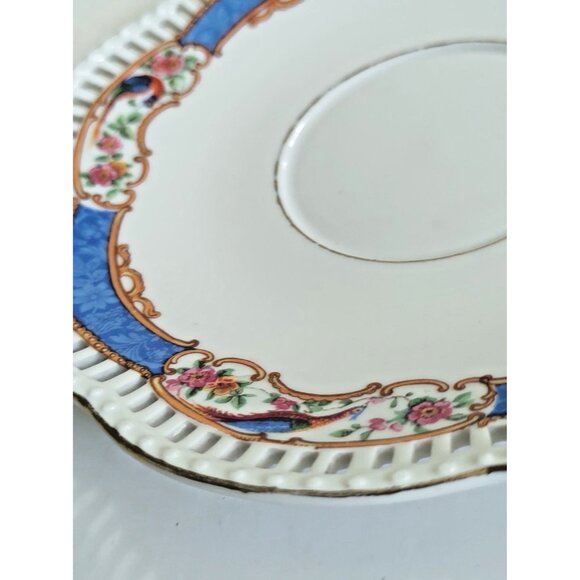 Vintage Wide Mouth Tea Cup & Reticulated Saucer Set Schmann Bavaria - Picture 9 of 15